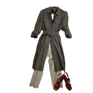 Tory Burch Navy and White Belted Shirt Dress